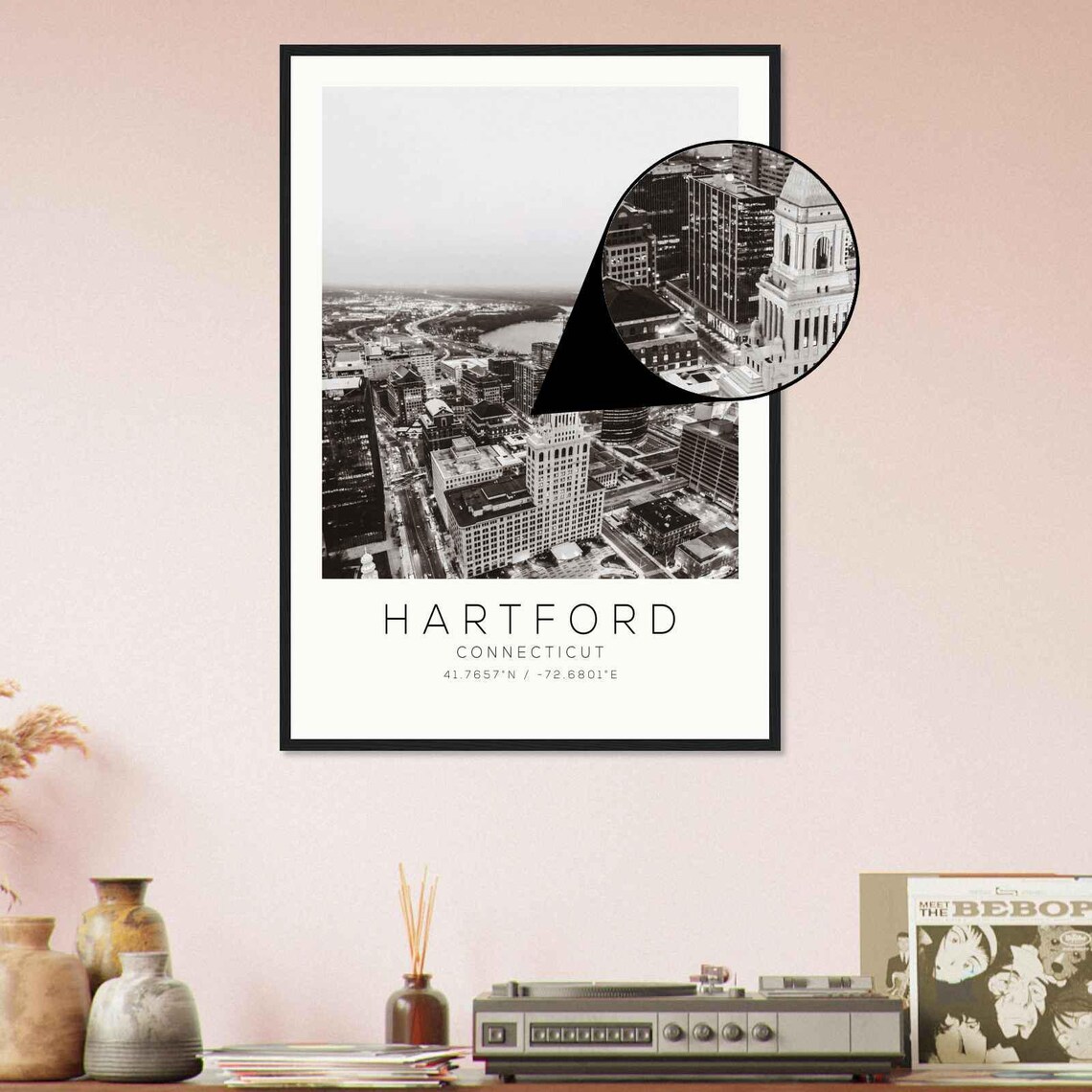 Hartford Connecticut Travelers Tower Skyline Aerial Photo Poster - Image 4