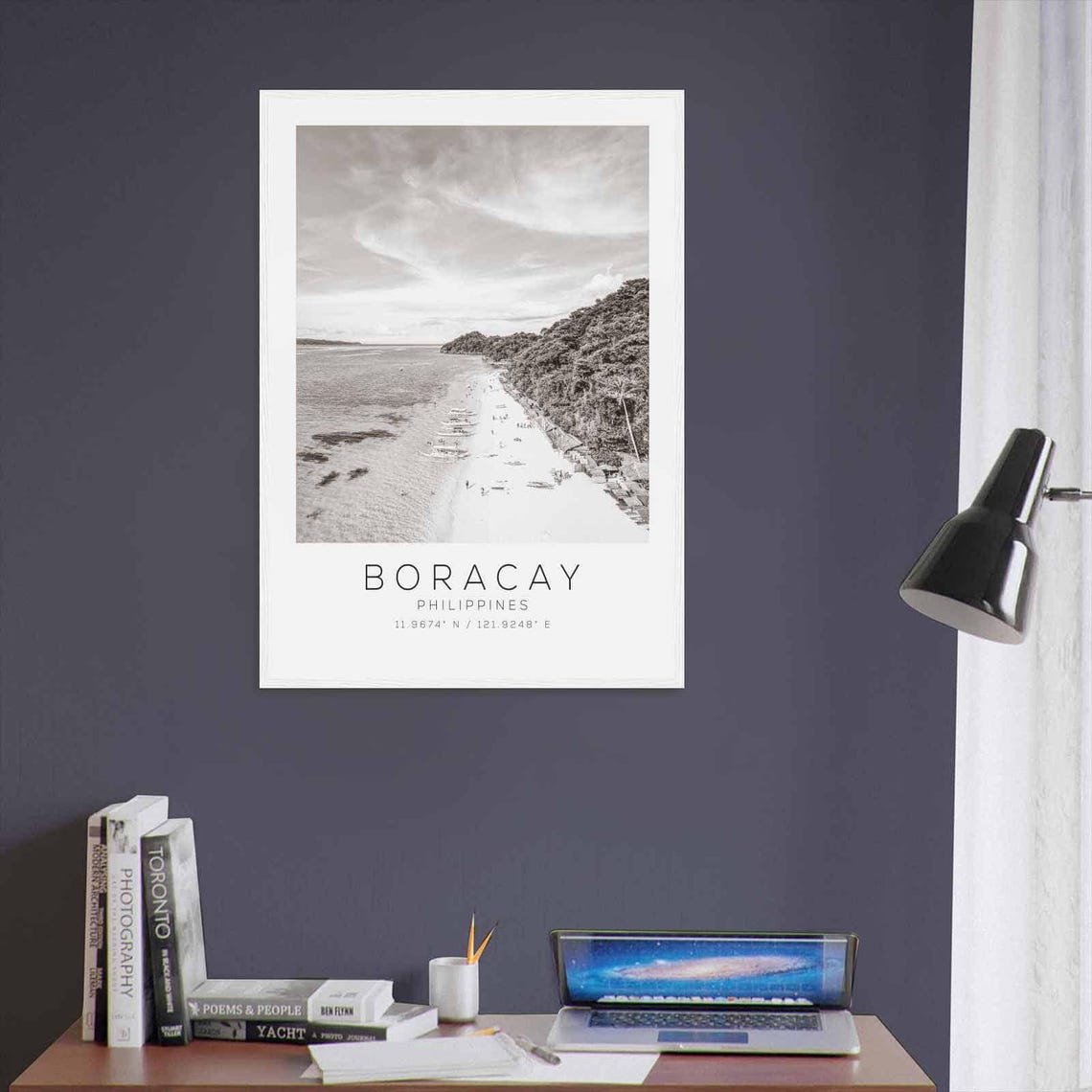 Boracay Philippines Aerial Beach Black White Tropical Photo Poster - Image 3