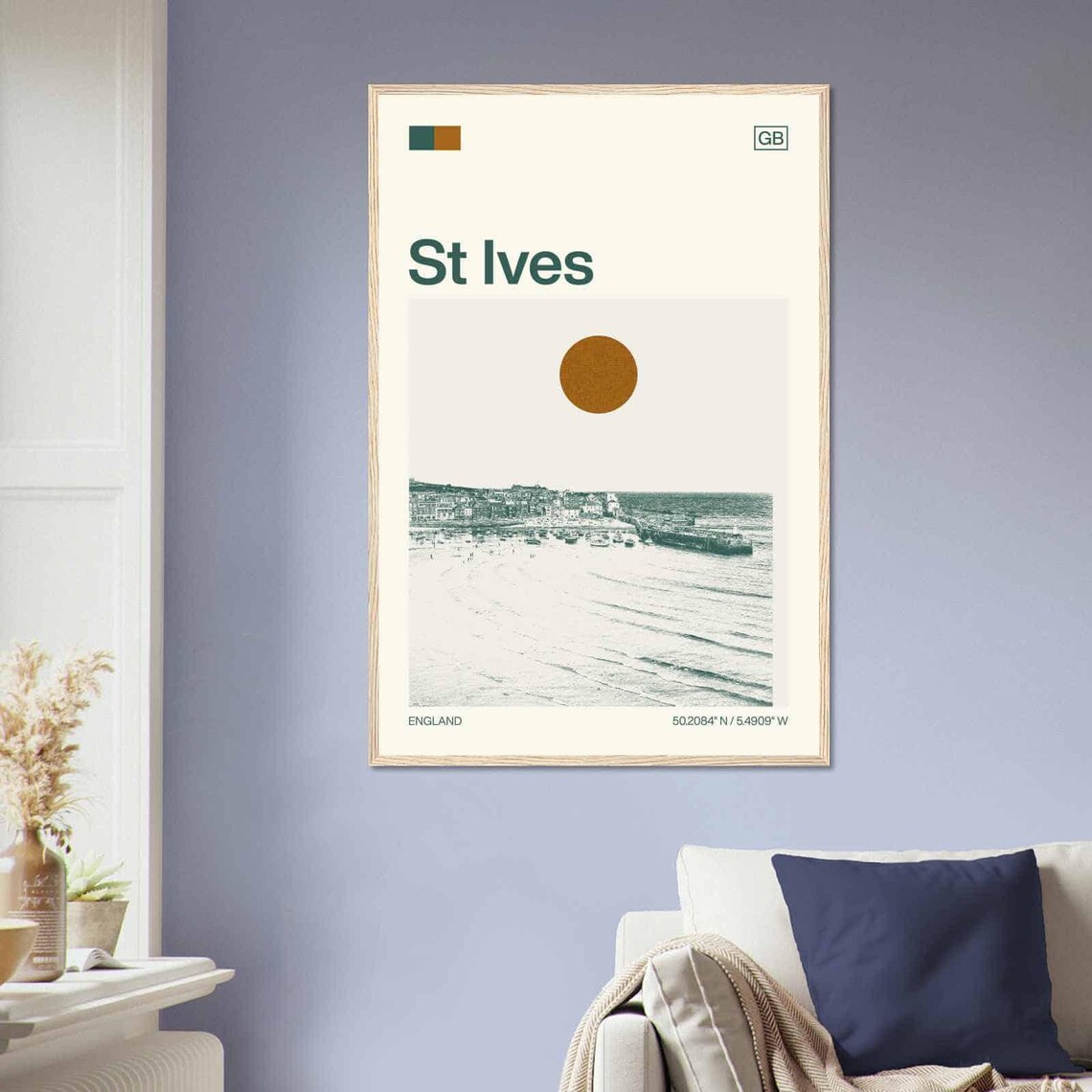 St Ives England Harbor Beach Seaside Town Sun Duotone Travel Poster - Image 2