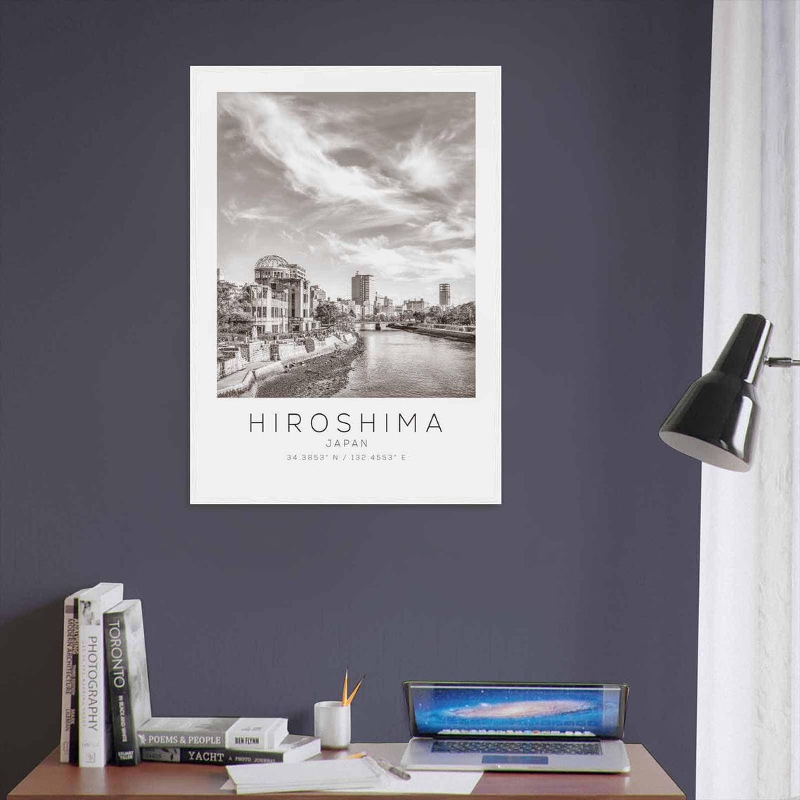 Hiroshima Japan Black and White Atomic Dome River View Poster - Image 3