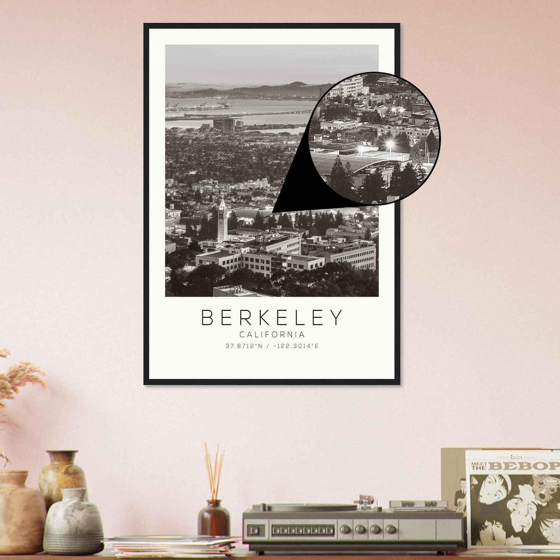 Berkeley California Campanile Tower Bay View Black White Travel Poster - Image 4
