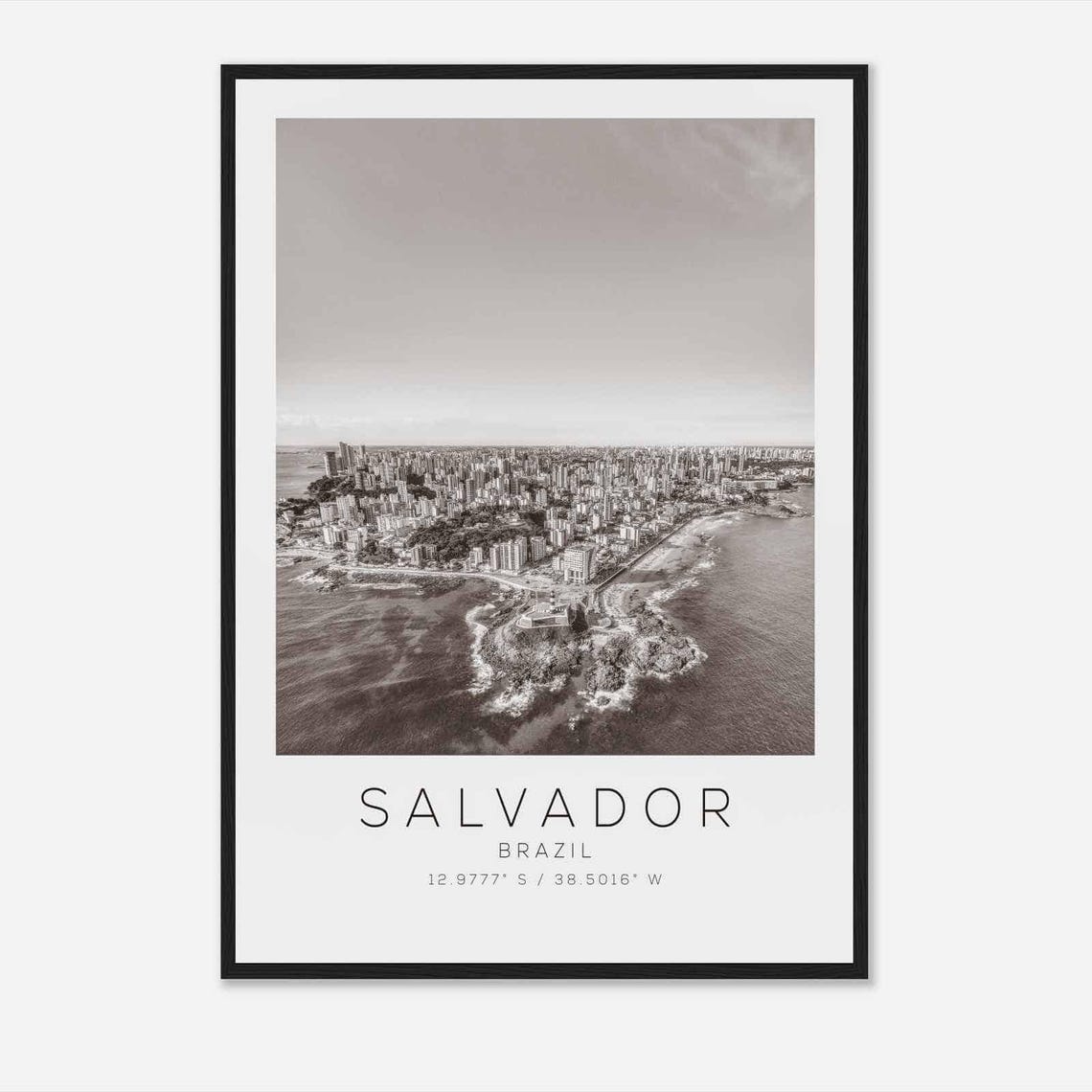 Salvador Brazil Travel Photo Poster Bw Salvador Travel Print Minimalist Travel Poster Print