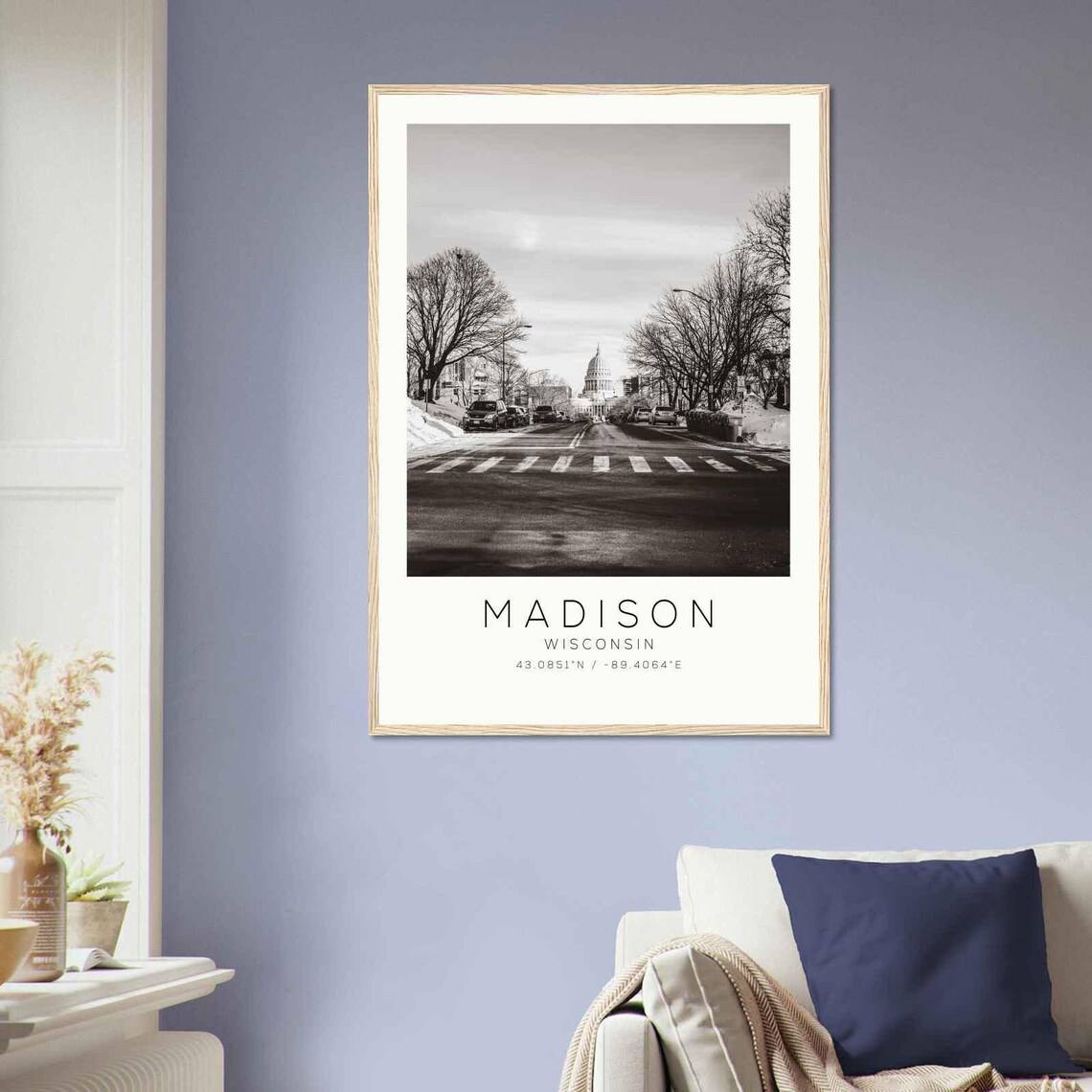Madison Wisconsin Winter Street View State Capitol Photo Poster - Image 2