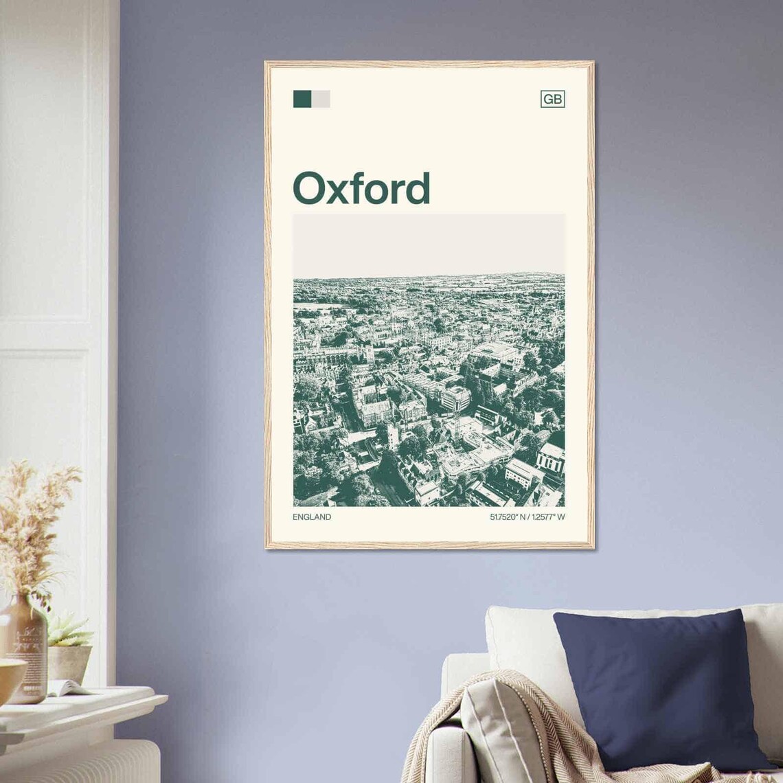 Oxford England Historic Spires City Aerial Minimalist Travel Poster - Image 2