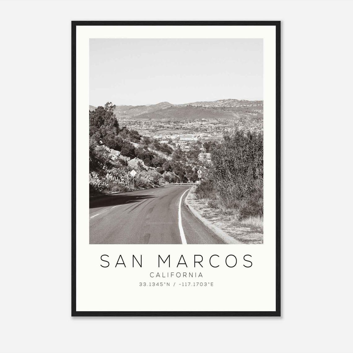 San Marcos California Winding Road Hills Valley View Photo Poster