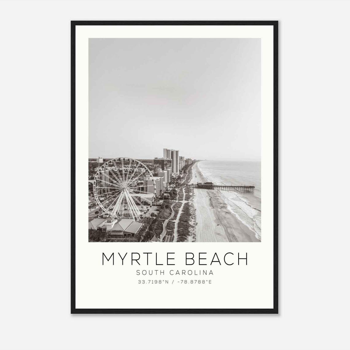 Myrtle Beach South Carolina SkyWheel Pier Minimalist Travel Poster