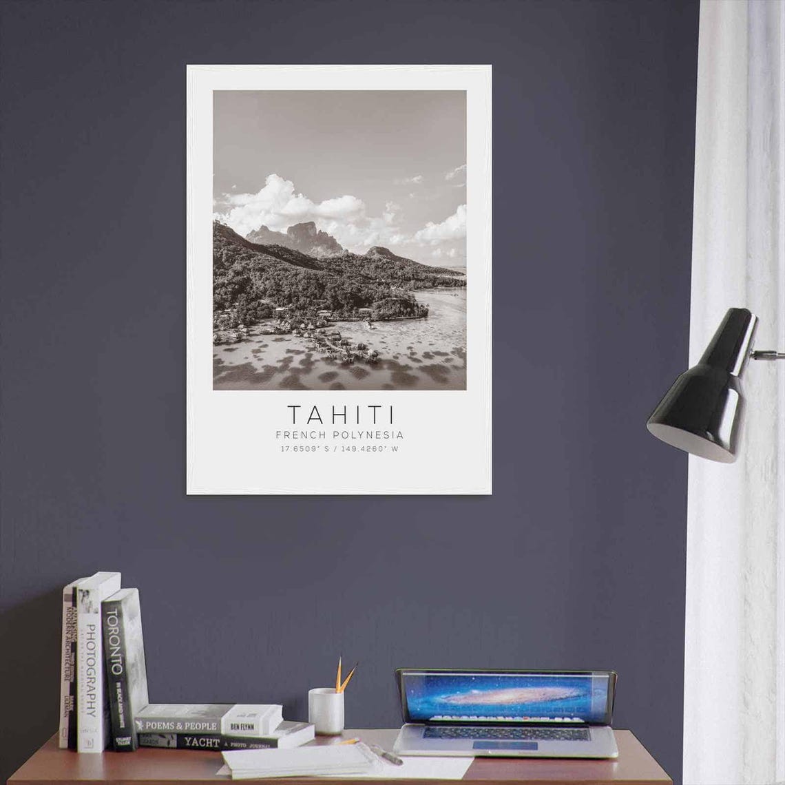 Tahiti French Polynesia Travel Photo Poster Bw Tahiti Travel Print Minimalist Travel Poster Print - Image 3