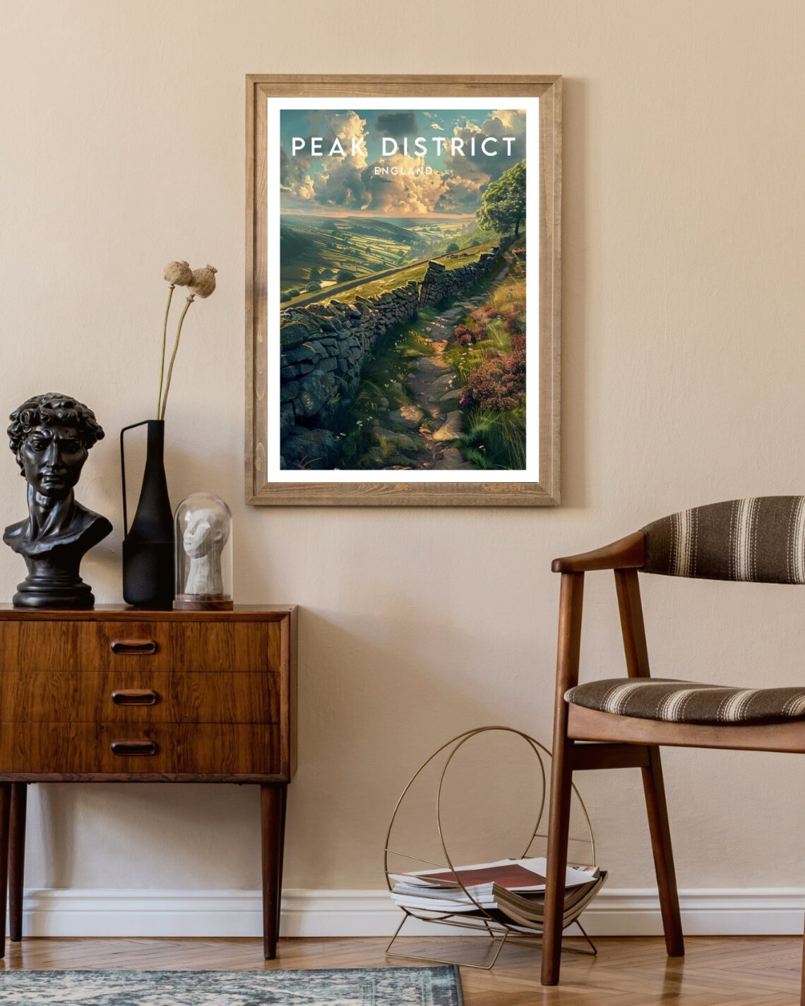 Peak District England Stone Wall Hiking Trail Vintage Travel Poster - Image 2