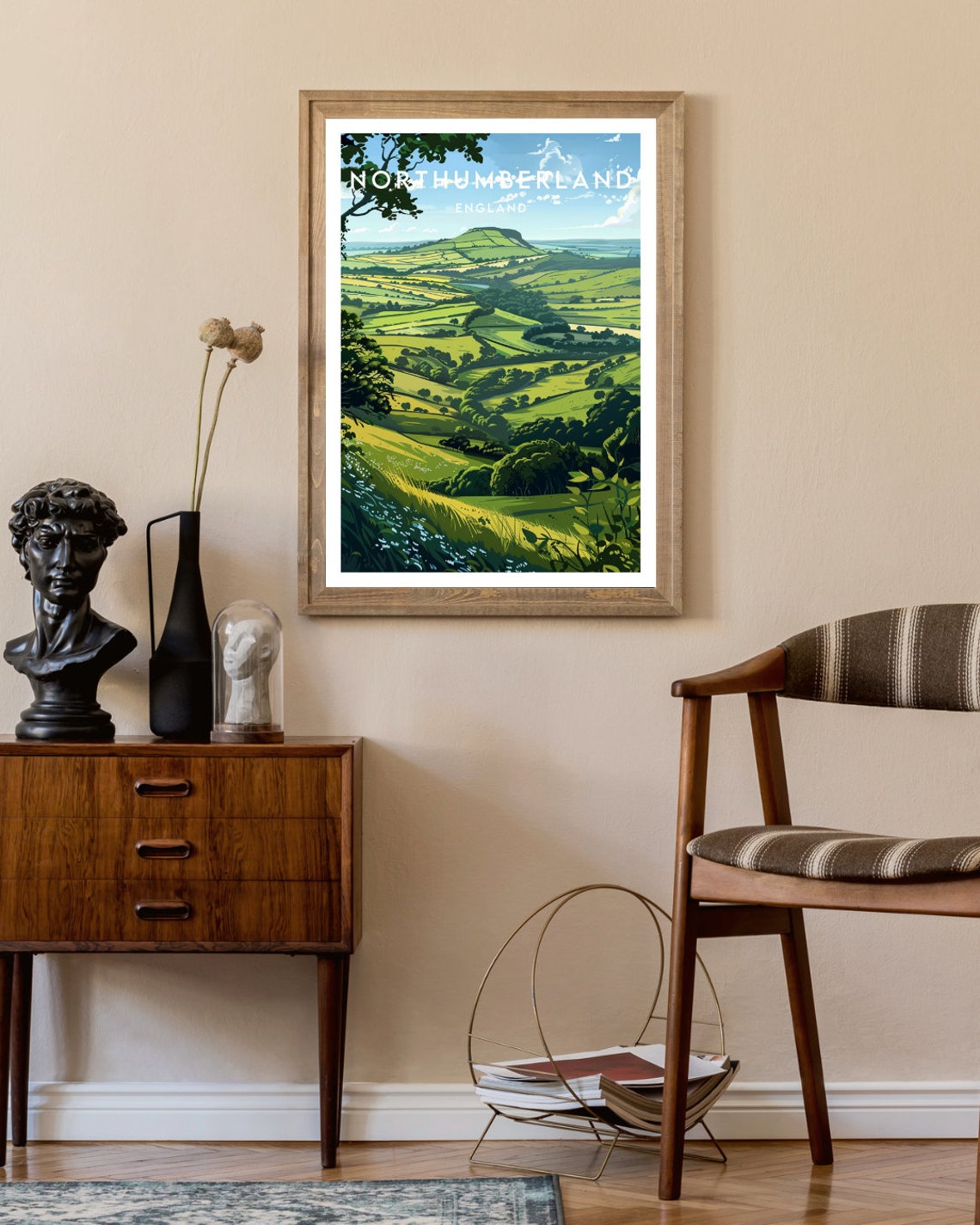 Northumberland England Rolling Hills Patchwork Fields Poster - Image 2