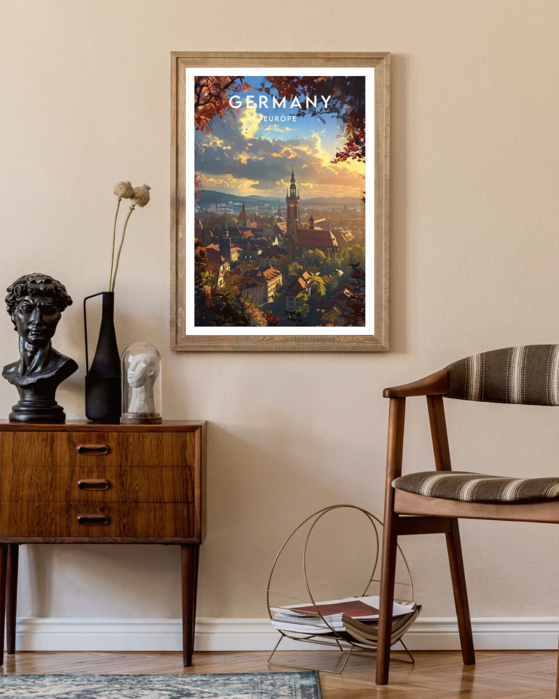 Germany Europe Old Town Sunset Church Towers Autumn Travel Poster - Image 2
