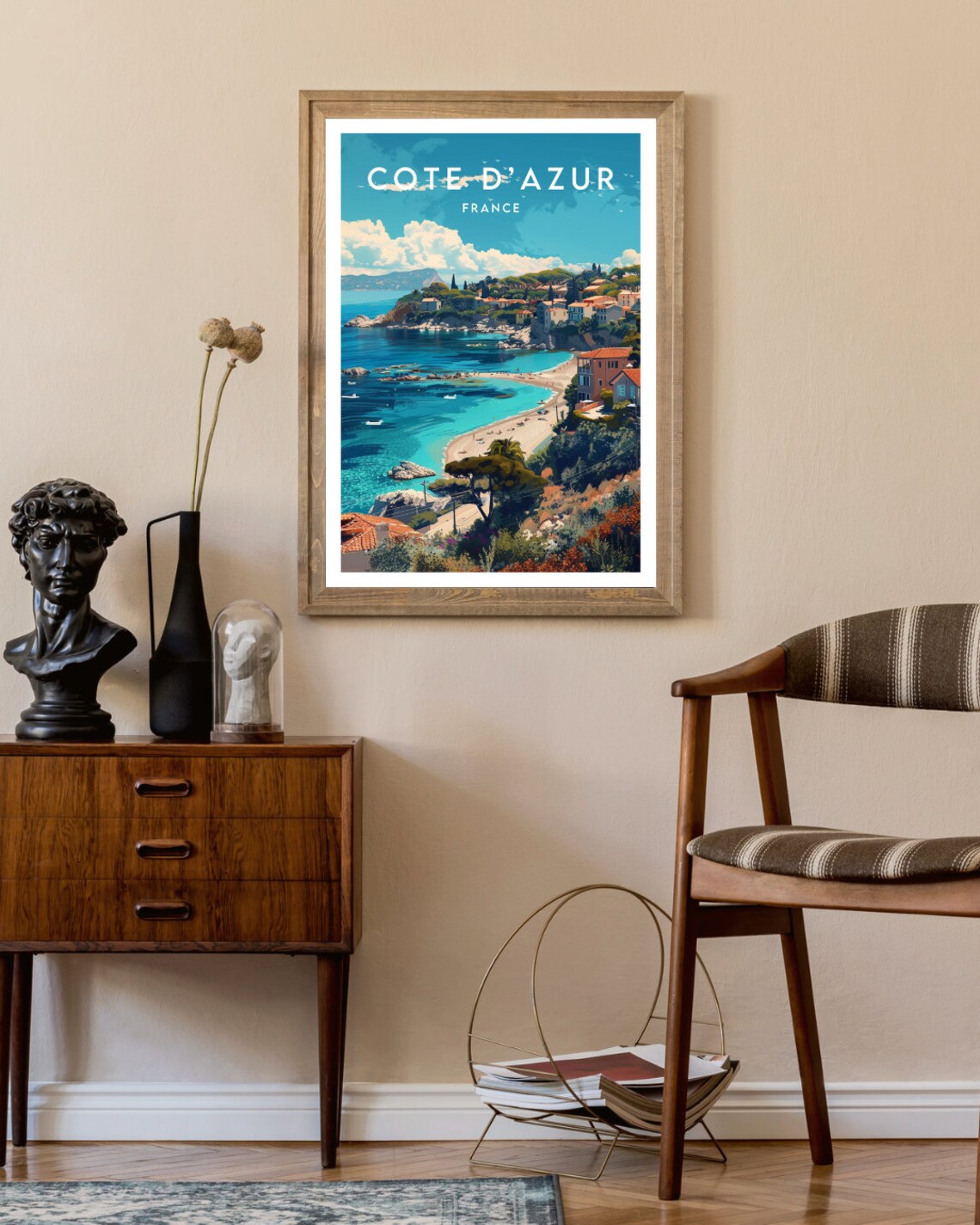 Cote d'Azur France Riviera Turquoise Bay Vintage Travel Poster - Image 2