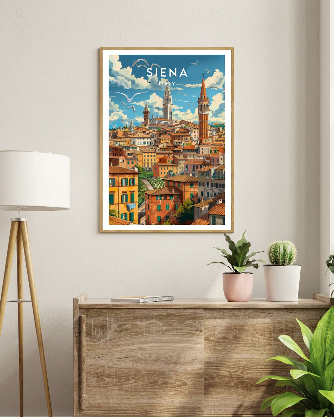 Siena Italy Tuscan Medieval Hill Town Brick Bell Tower Poster - Image 3