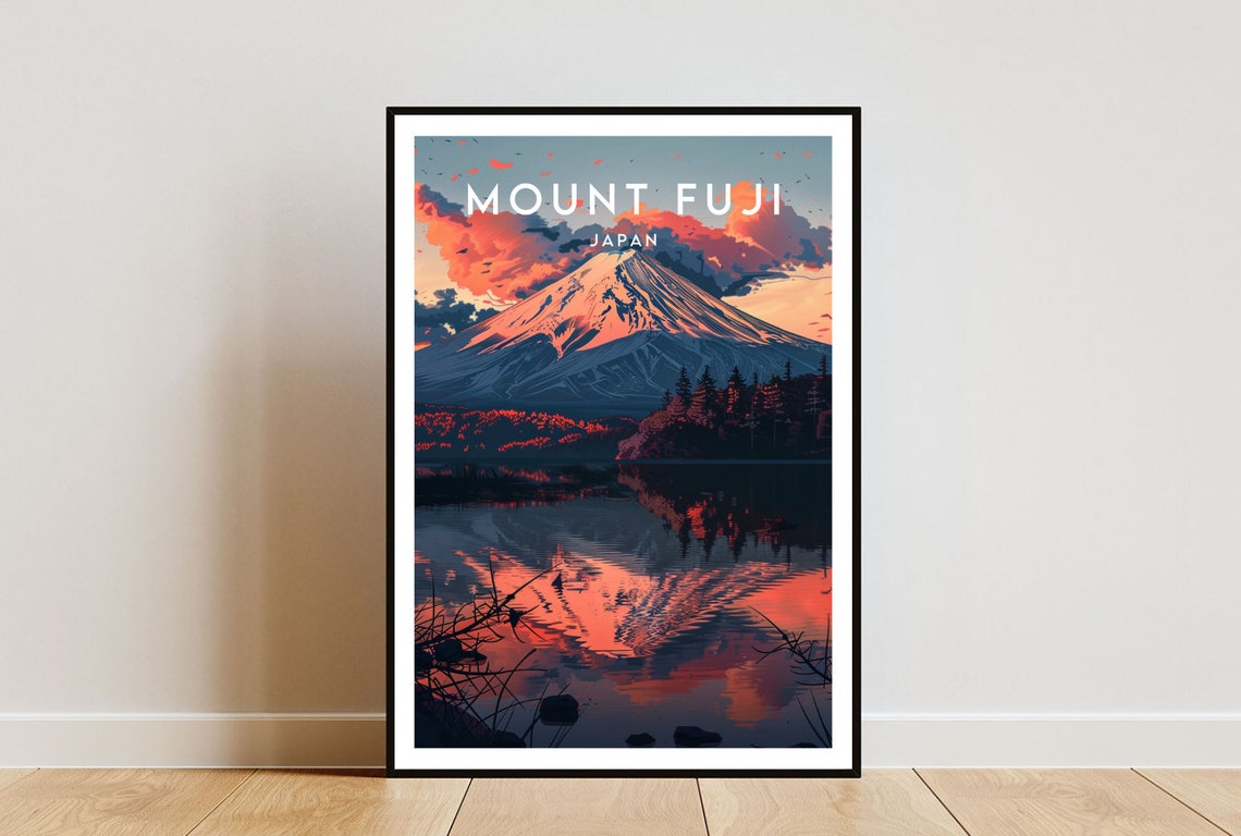 Mount Fuji Travel Print Japan Mount Fuji Poster Japan Poster Travel Wall Art Japan Print Mount Fuji Japanese Poster Honshu Japan