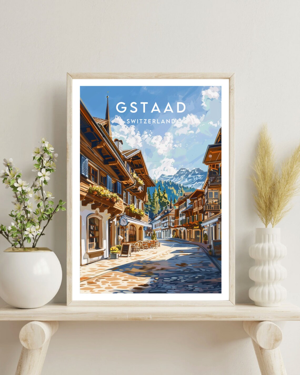 Gstaad Travel Print Switzerland Gstaad Poster Switzerland Poster Travel Wall Art Switzerland Print Switzerland Europe Gstaad Skiing - Image 4