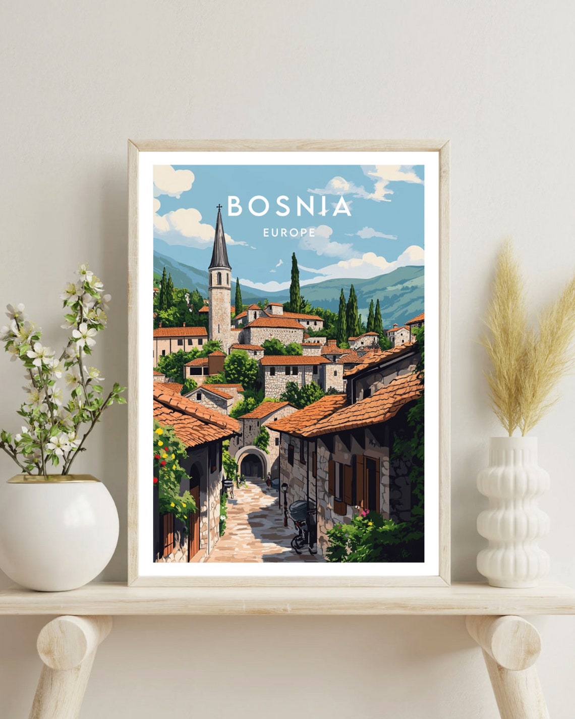 Bosnia And Herzegovina Travel Print Europe Europe Poster Bosnia Poster Travel Wall Art Bosnia Print Bosnia Europe Mostar Poster - Image 4