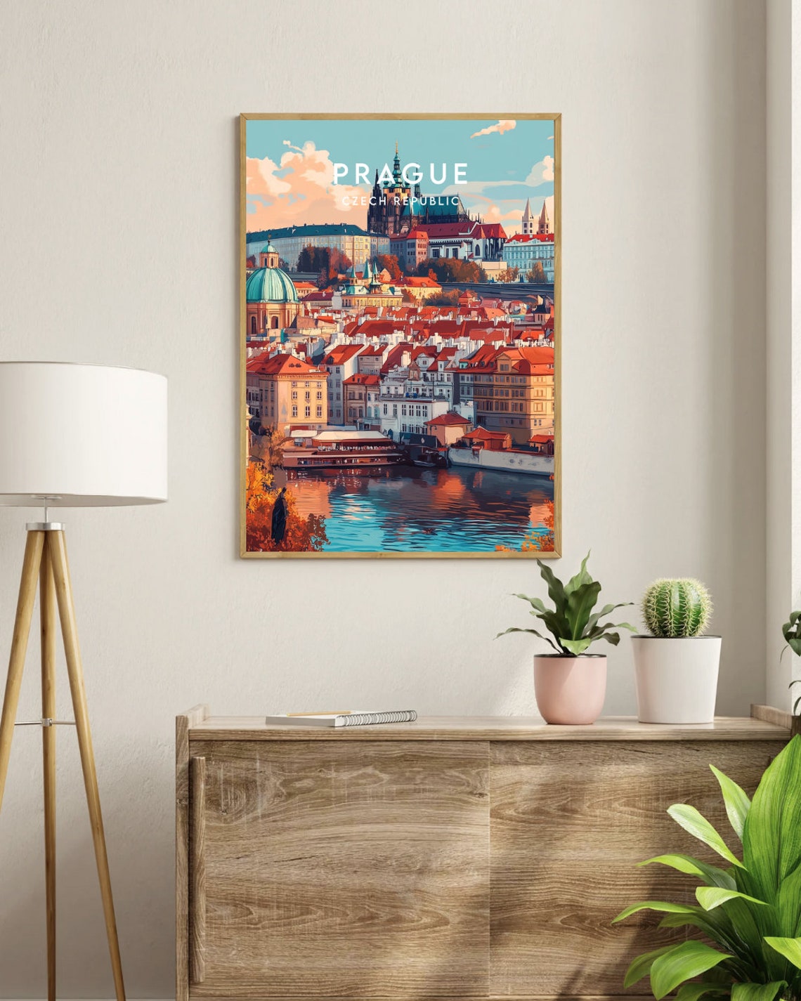 Prague Czech Republic Castle Skyline River View Vintage Travel Poster - Image 3