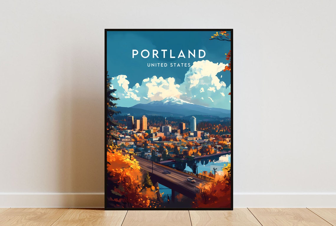Portland Travel Print United States Portland Poster America Poster Travel Wall Art America Print Portland Print Usa Oregon Poster