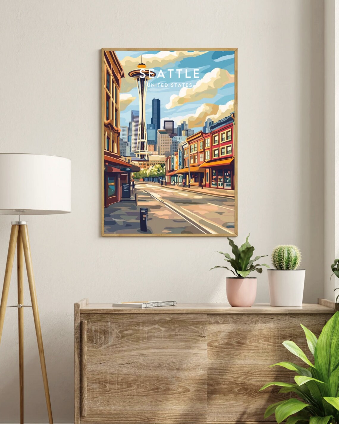 Seattle Washington Space Needle Downtown Street Travel Art Poster - Image 3