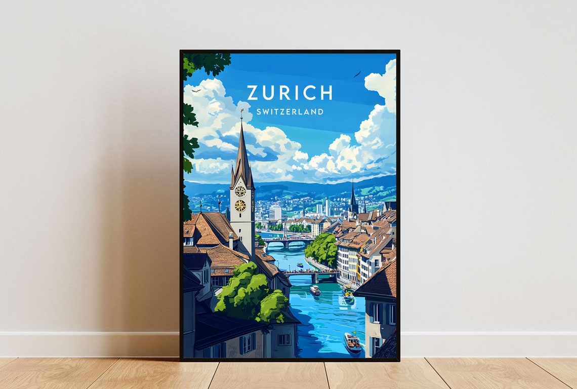 Zurich Travel Print Switzerland Zurich Poster Switzerland Poster Travel Wall Art Switzerland Print Switzerland Europe Zurich Print