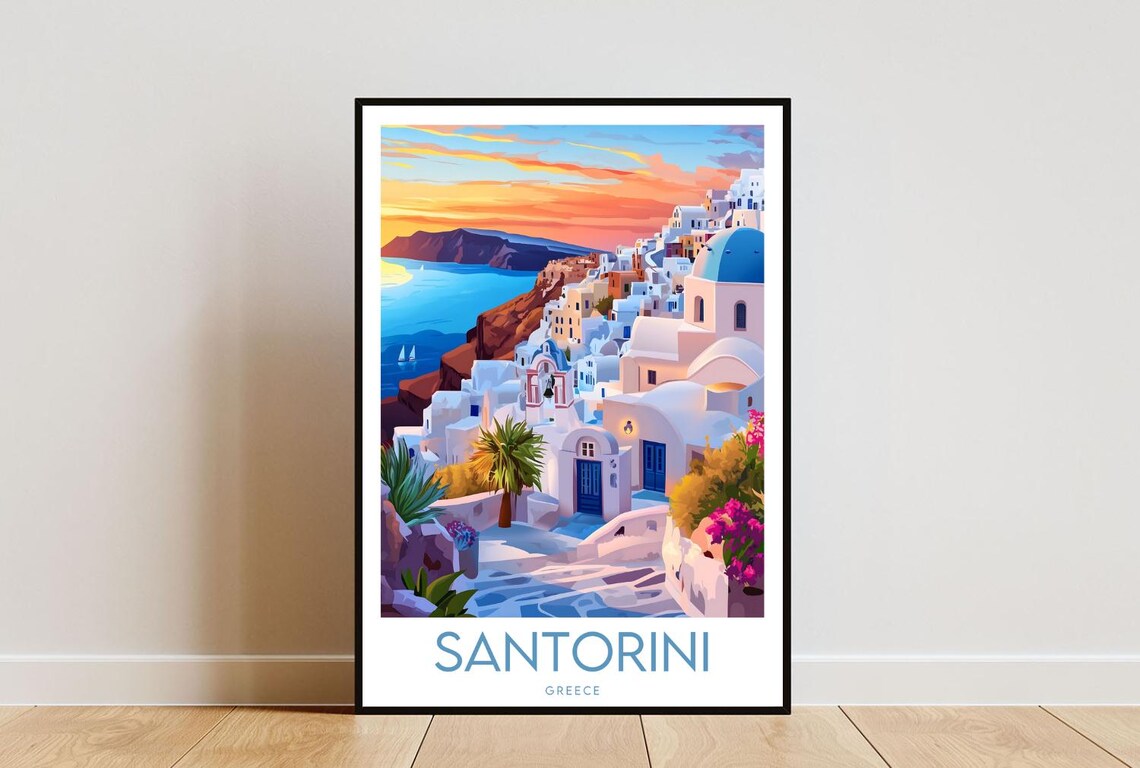Santorini Greece Travel Wall Art Print