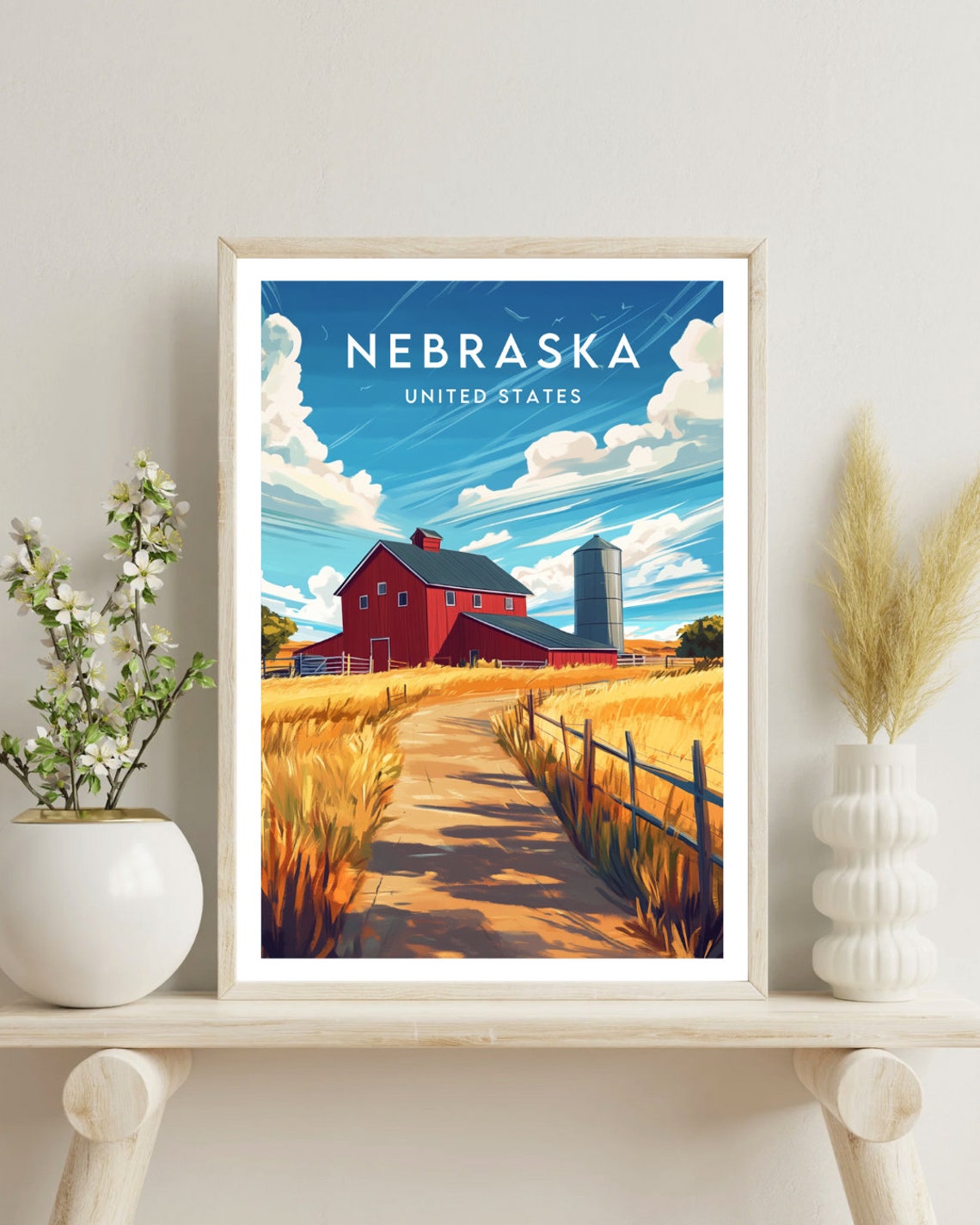 Nebraska Travel Print United States Nebraska Poster America Poster Travel Wall Art America Print America Nebraska Wall Art Usa Art - Image 4