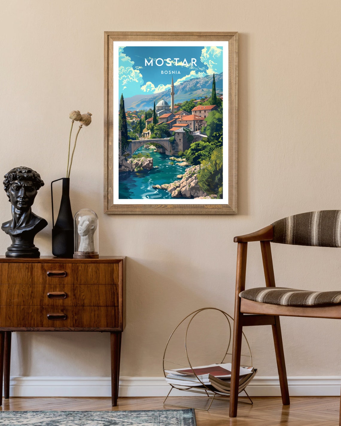 Mostar Bosnia Stari Most Bridge River Old Town Balkan Poster - Image 2
