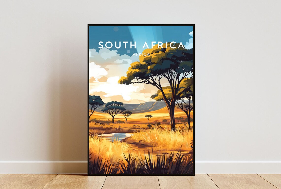 South Africa Travel Poster, Africa Wall Art