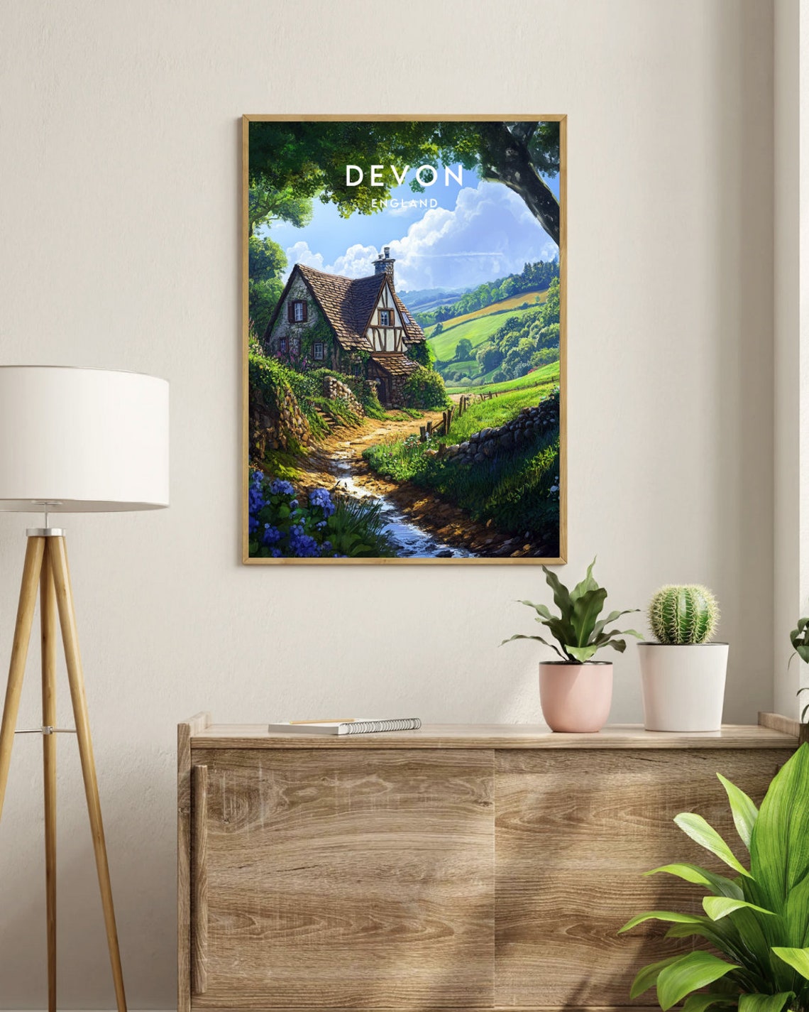 Devon England Thatched Cottage Countryside Hills Country Poster - Image 3