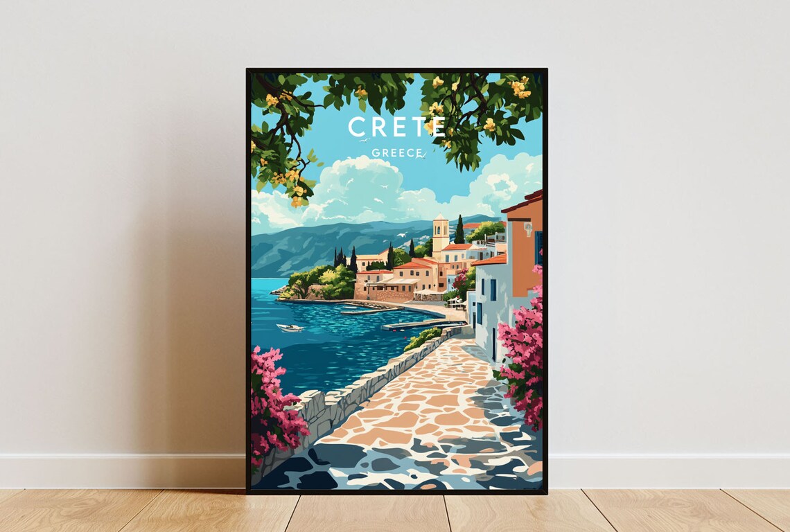 Crete Travel Poster, Greece Europe Wall Art
