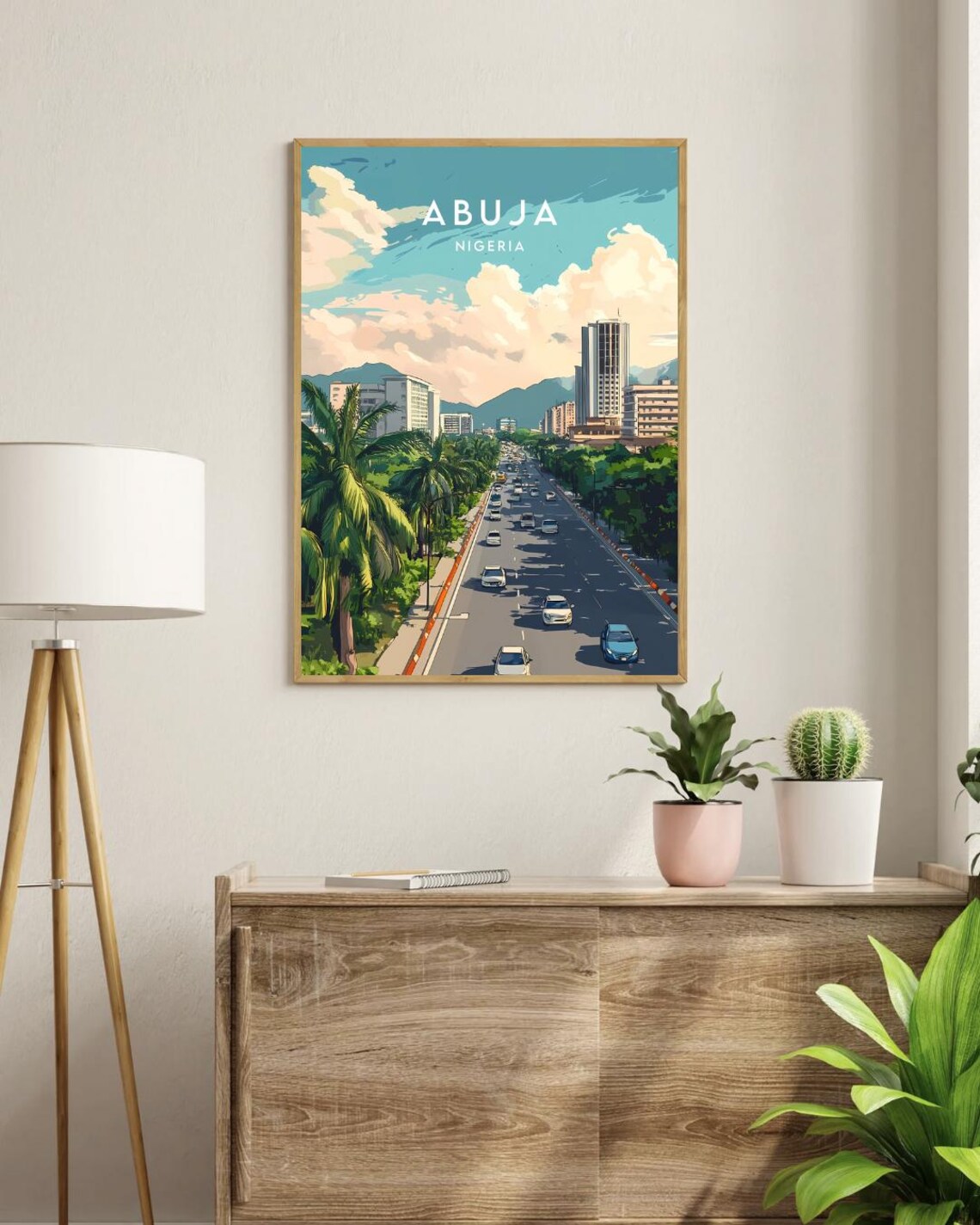 Abuja Nigeria Modern City Boulevard Skyscrapers Palms Travel Poster - Image 3