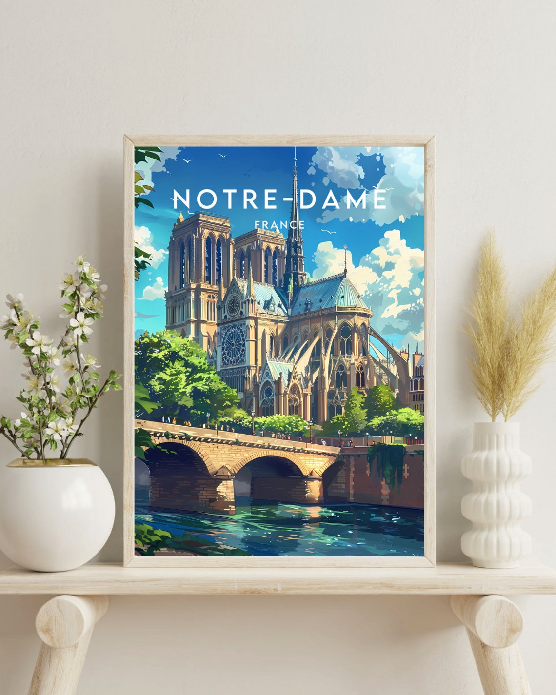 Notre Dame Travel Print France Notre Dame Poster France Poster Travel Wall Art France Print France Art Europe Notre Dame Wall Art - Image 4