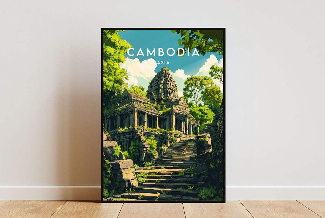 Angkor Wat Cambodia Travel Poster, Southeast Asia
