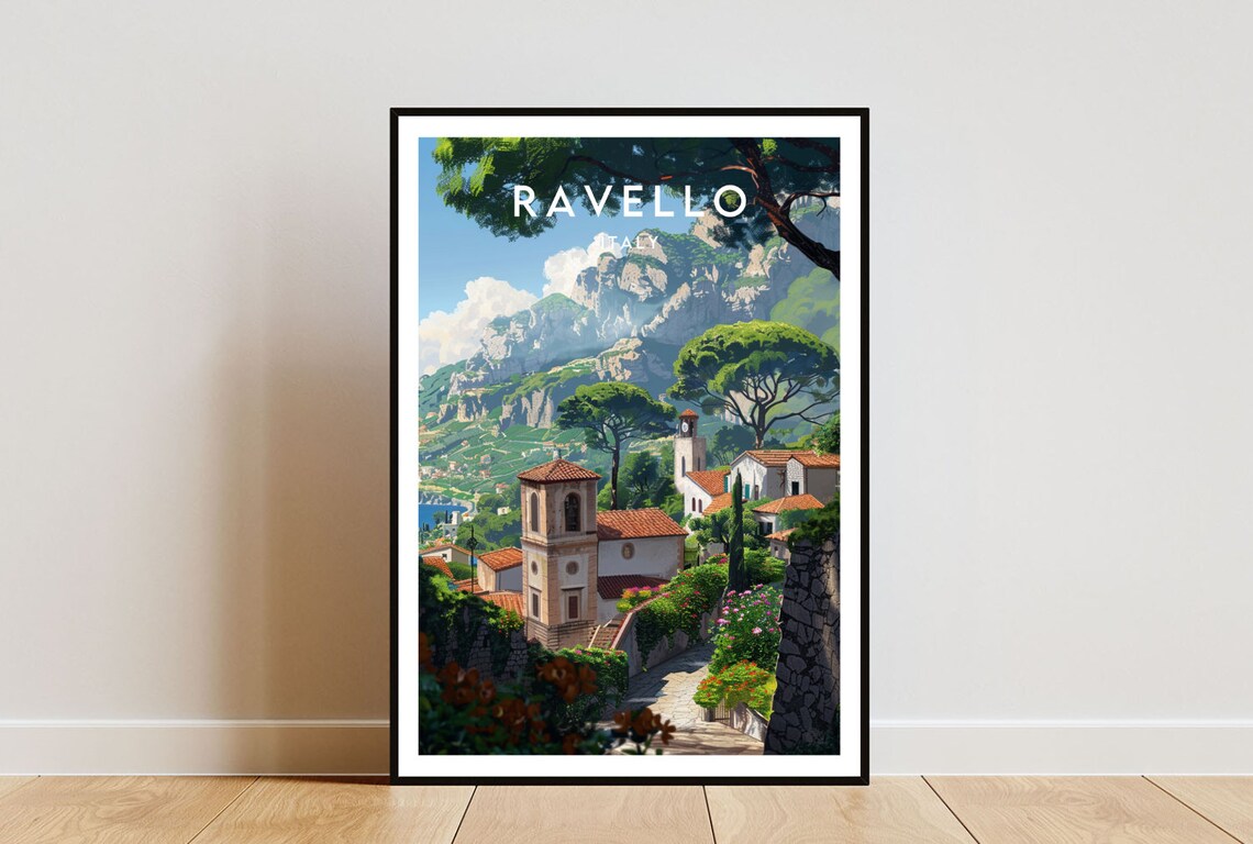 Ravello Italy Cliffside Village Amalfi Coast Vintage Travel Poster