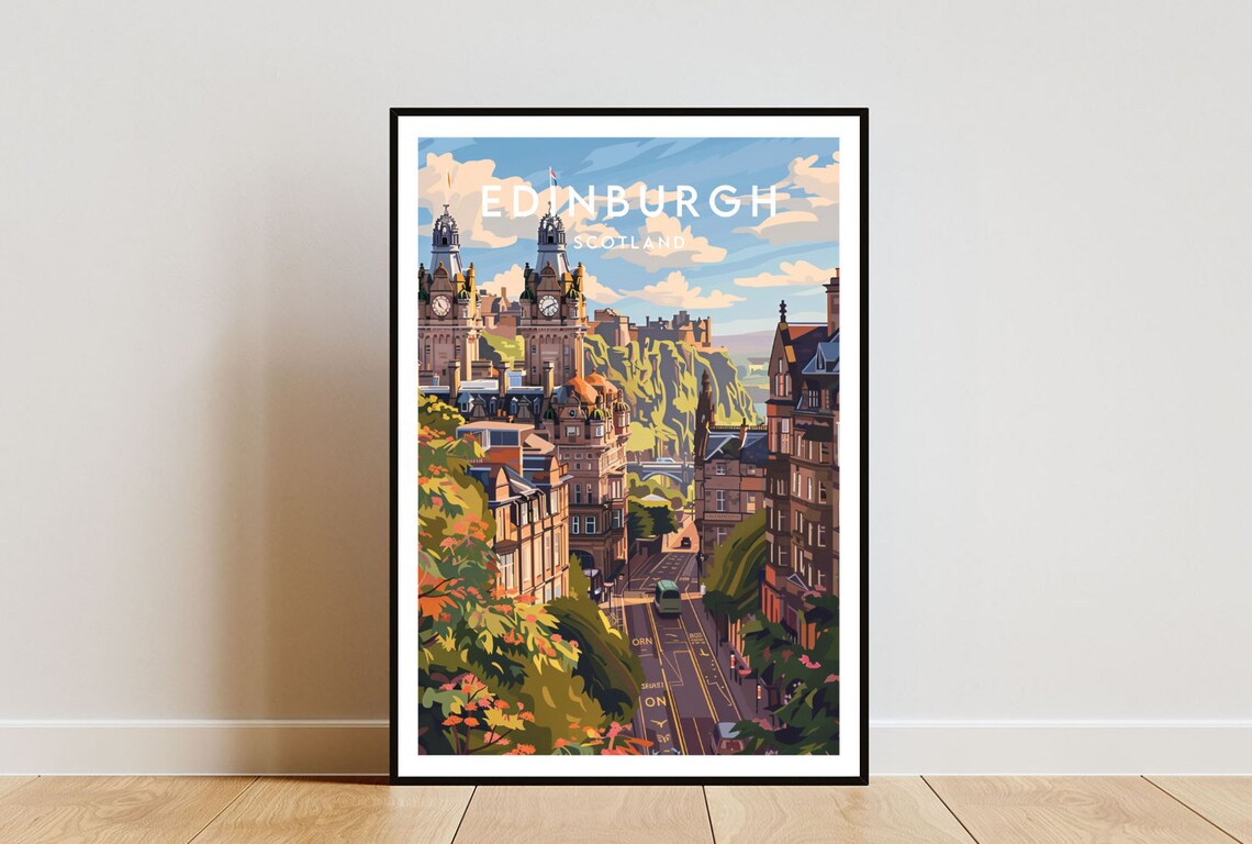 Edinburgh Travel Poster, Scotland Europe Wall Art