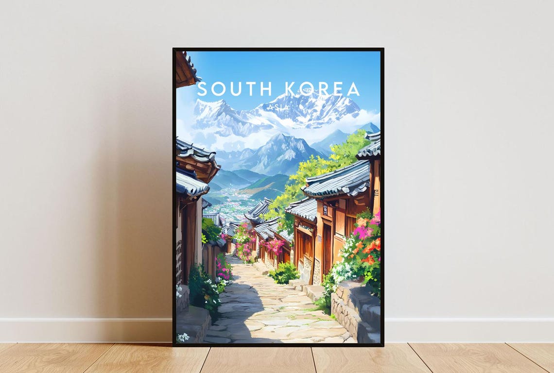 South Korea Travel Print Asia South Korea Poster Travel Wall Art South Korea Print South Korea Asia Art Seoul Poster Korea Wall Art