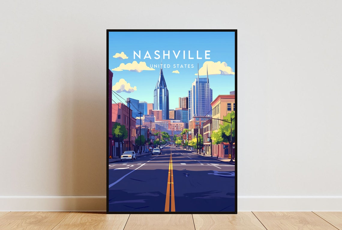 Nashville Travel Print United States Nashville Poster America Poster Travel Wall Art America Print America Nashville Usa Tennessee
