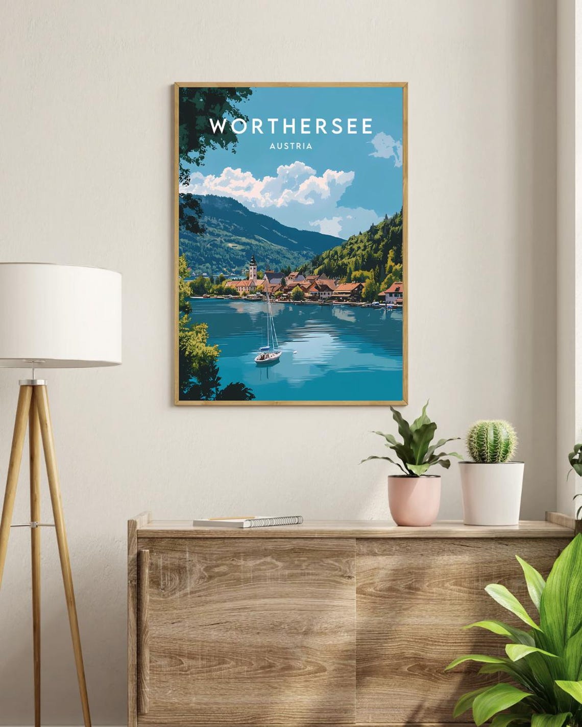 Worthersee Austria Alpine Lake Sailboat Village Travel Poster - Image 3