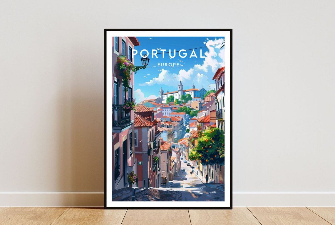 Portugal Travel Poster, Lisbon and Porto Art