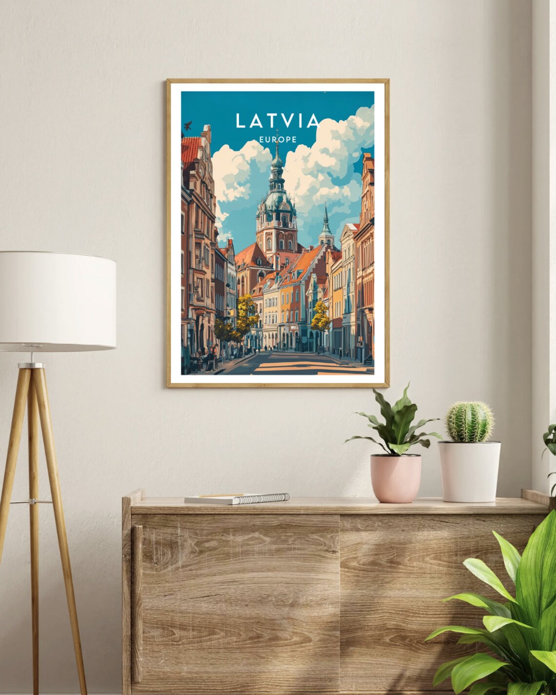 Latvia Old Town Street Cathedral Towers Historic Europe Travel Poster - Image 3