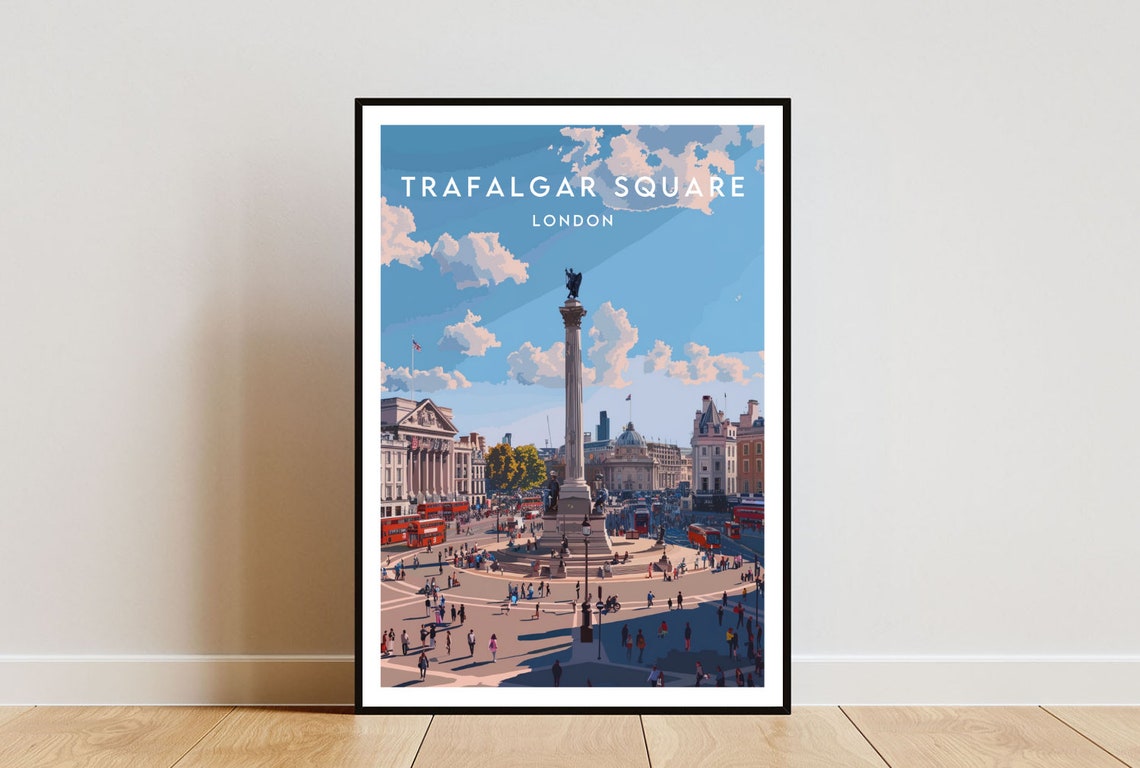 Trafalgar Square Travel Print London Trafalgar Square Poster London Poster Travel Art London Print England London Trafalgar Square