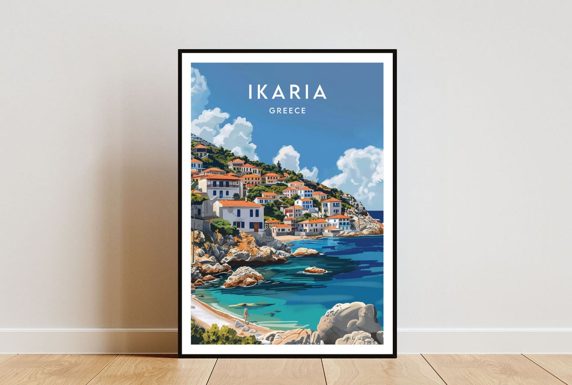 Ikaria Travel Print Greece Ikaria Poster Greece Poster Travel Wall Art Greece Print Poster Greece Europe Ikaria Greek Poster