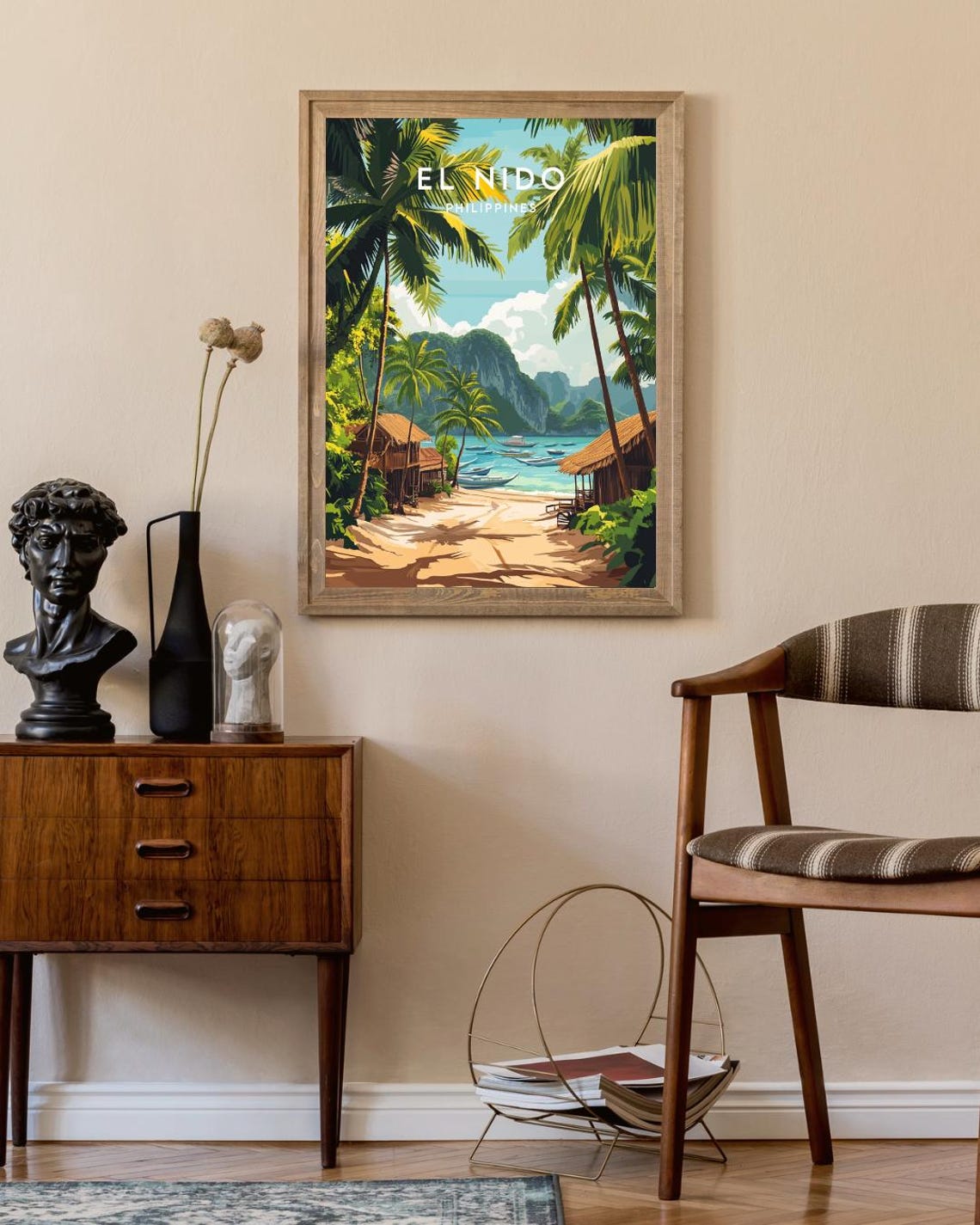 El Nido Philippines Tropical Beach Palms Cliffs Travel Poster - Image 2