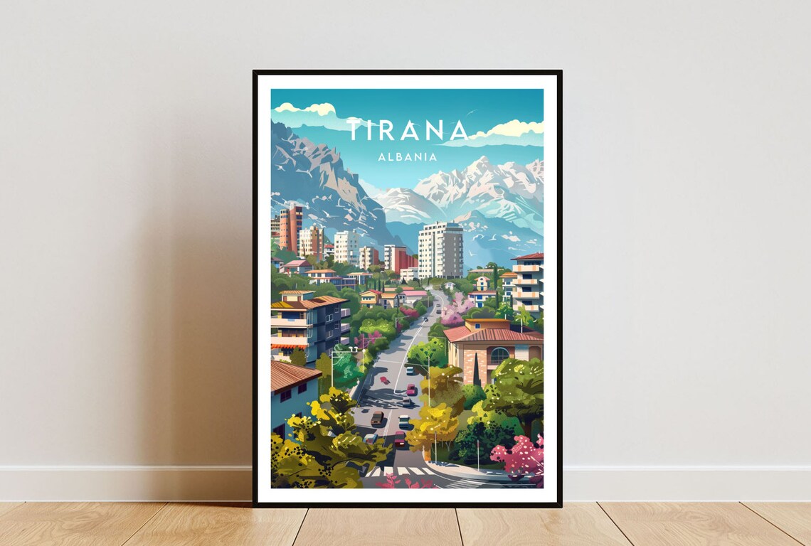 Tirana Travel Poster, Albania Europe Wall Art