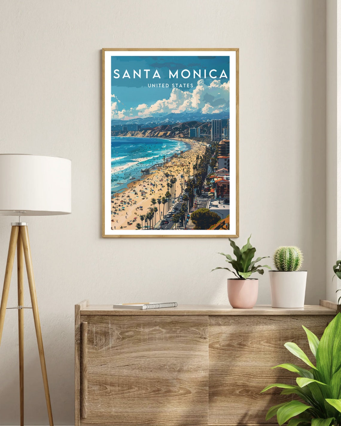 Santa Monica Travel Print United States Santa Monica Poster America Poster Travel Wall Art America Print Santa Monica Usa California - Image 3