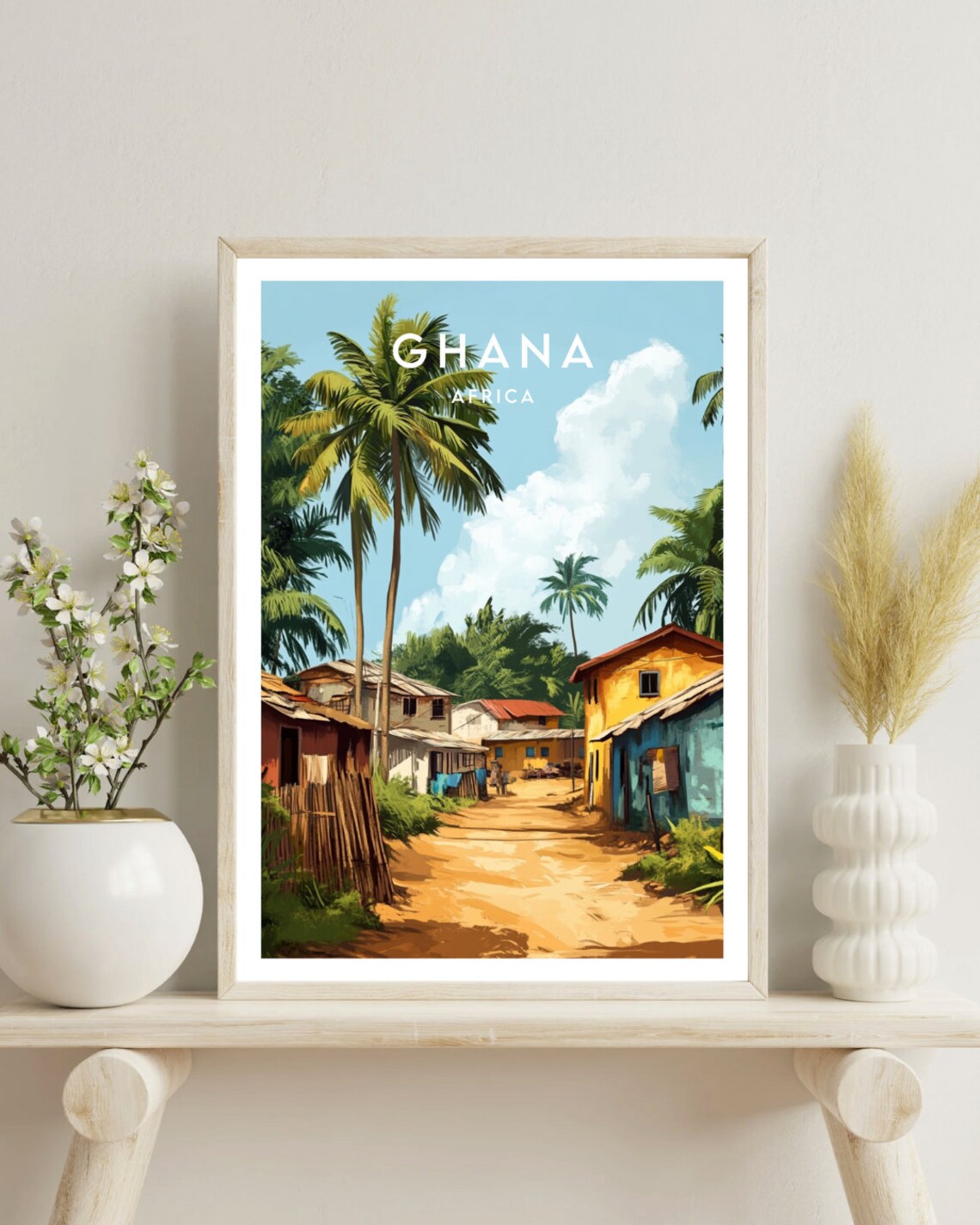 Ghana Palm Village Dirt Road Tropical West Africa Travel Poster - Image 4