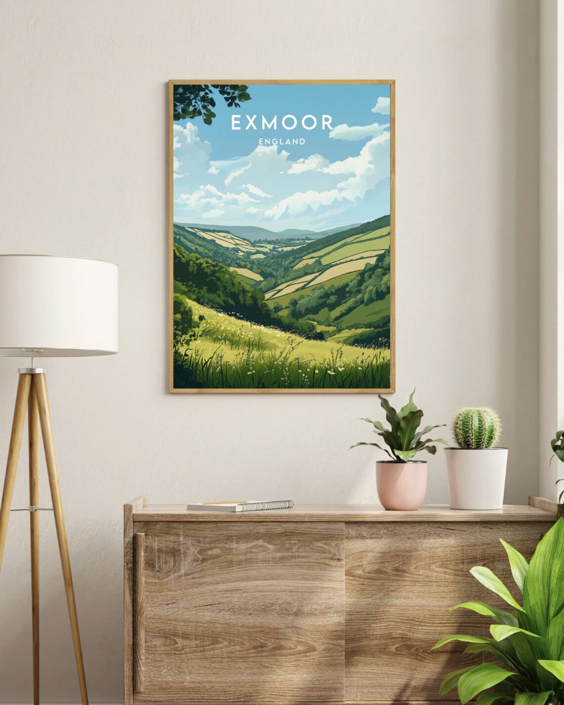 Exmoor England Rolling Green Hills Valley Pastoral Landscape Poster - Image 3