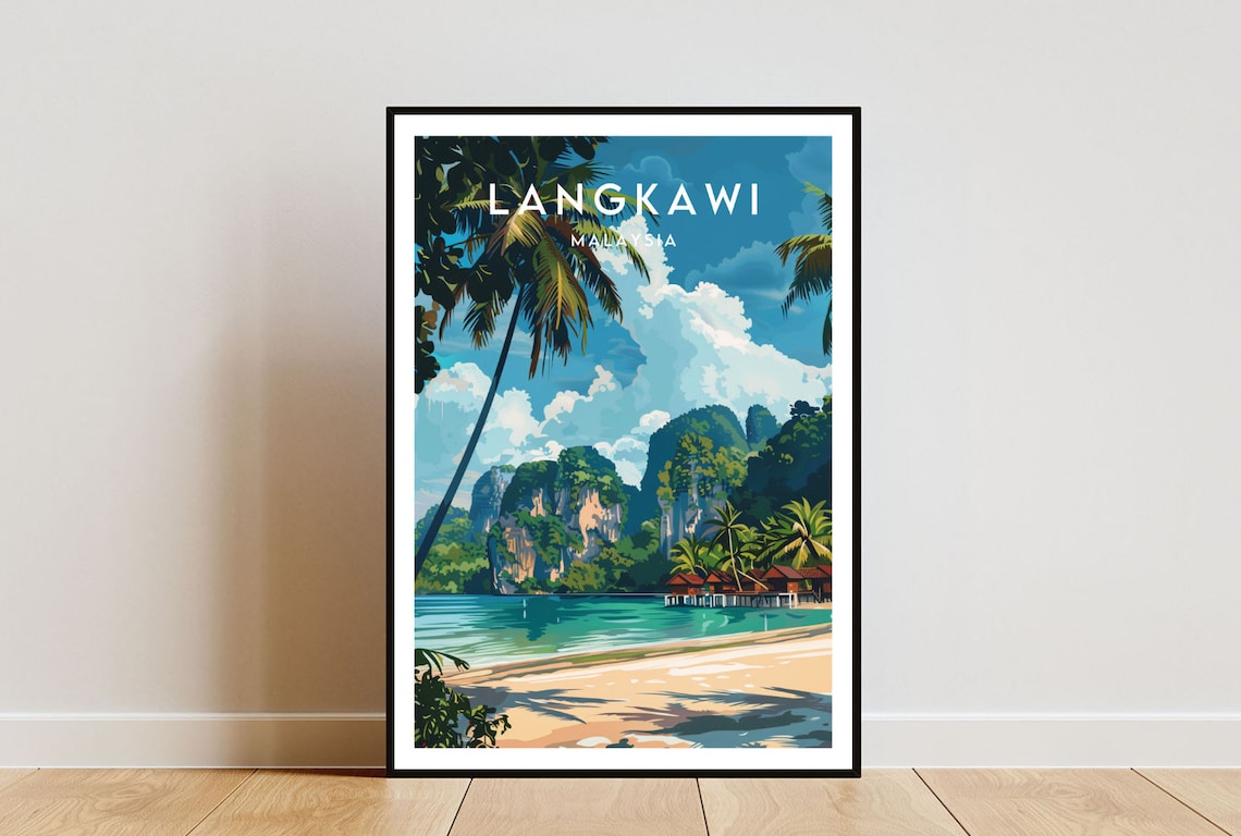 Langkawi Travel Poster, Malaysia Asia Art Print