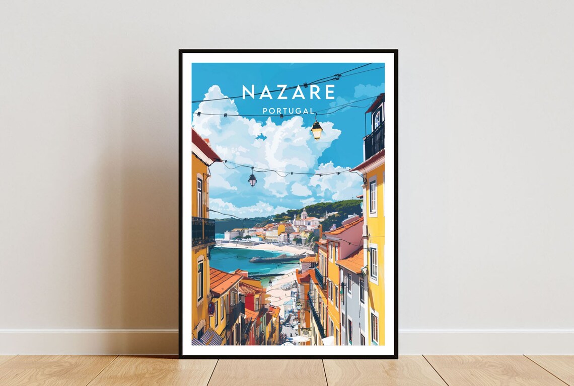 Nazare Travel Poster, Portugal Europe Wall Art