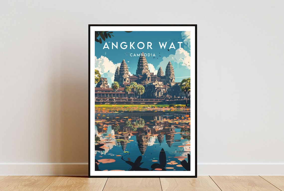 Angkor Wat Travel Poster, Cambodia, Se Asia