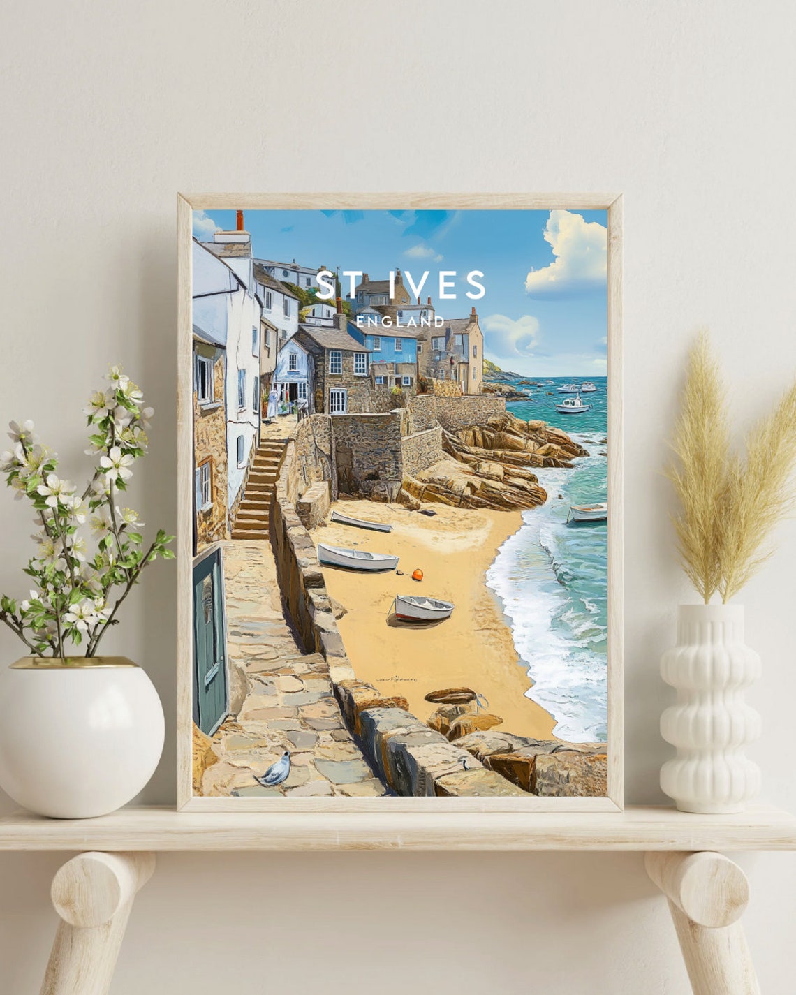 St Ives England Cornwall Fishing Village Beach Boats Coast Poster - Image 4